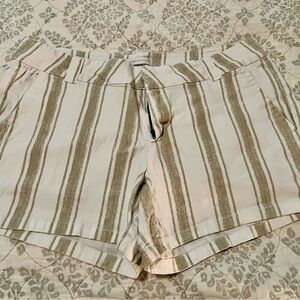 New York & Company Tan and White Bermuda Shorts